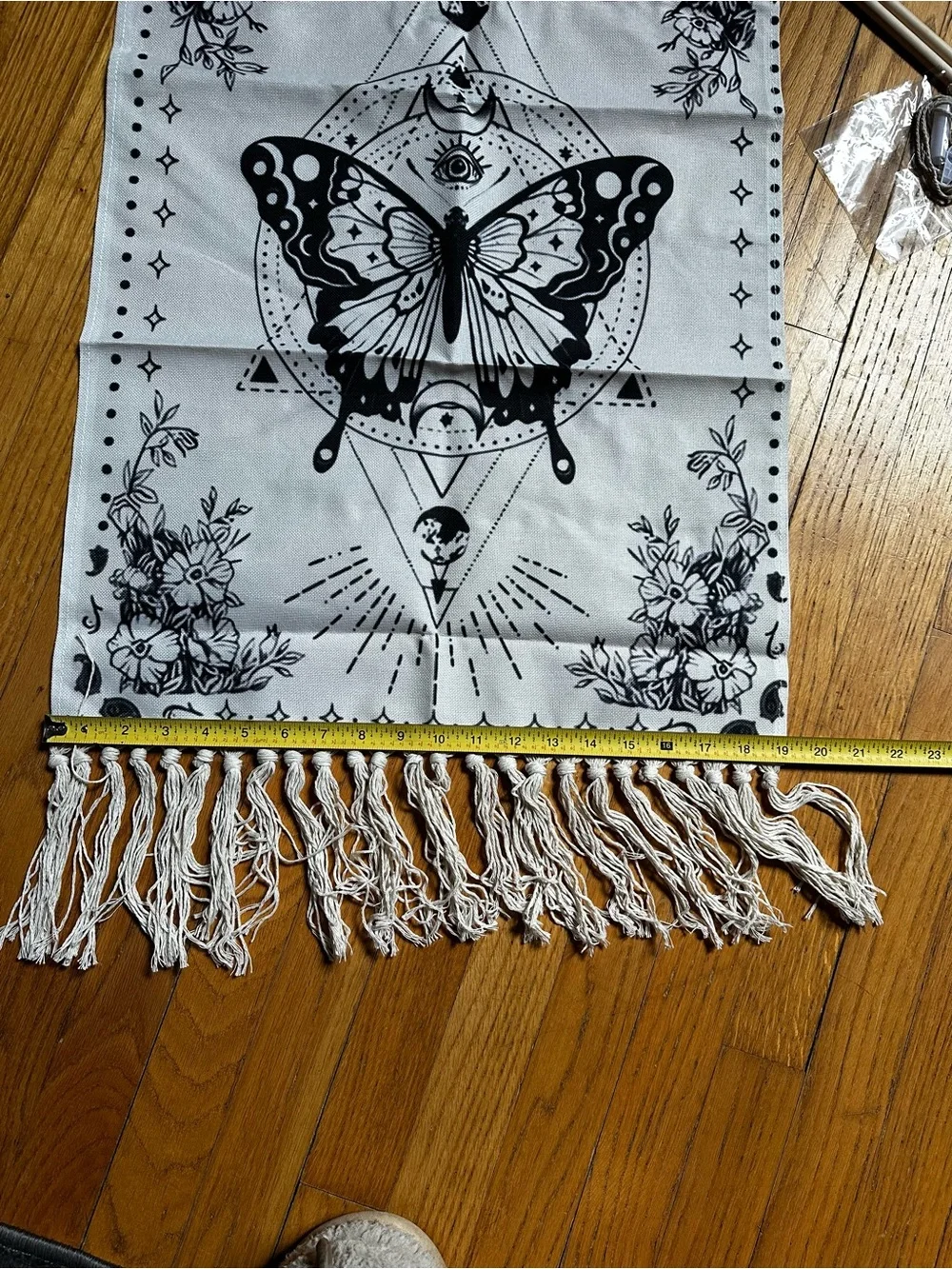 Butterfly celestial fringe Tapestry with Wooden Dowels and Connector